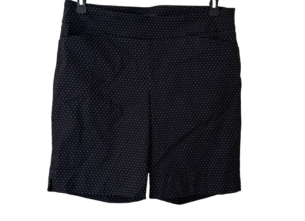 Hilary Radley Womens Bermuda Shorts Black & White Pull On Stretch Office, Large
